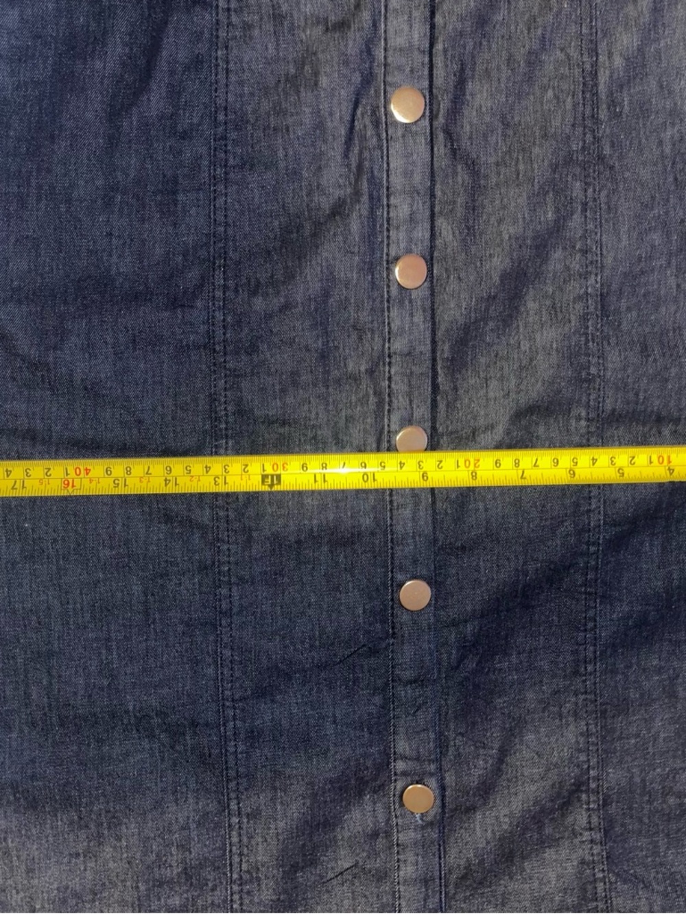 Zara Dark Indigo Button-Front Midi Body Fit Stretch Denim Dress M - Picture 6 of 7
